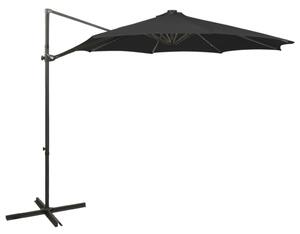 Frihängande parasoll med stång och LED svart 300 cm