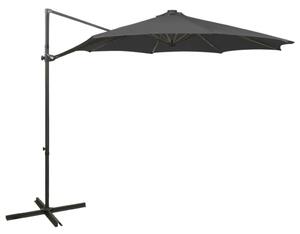 Frihängande parasoll med stång och LED antracit 300 cm