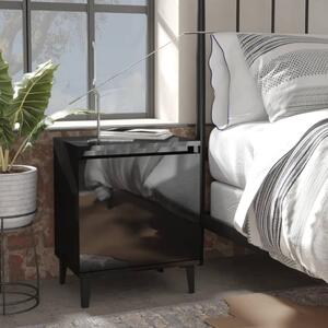 Sängbord med metallben svart högglans 40x30x50 cm