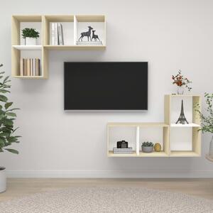 Väggmonterade tv-skåp 4 st vit och sonoma-ek konstruerat trä