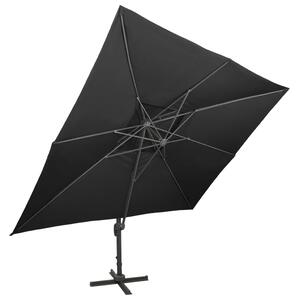 Frihängande parasoll med ventilation svart 400x300 cm