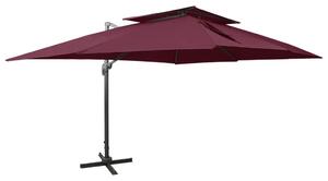 Frihängande parasoll med ventilation vinröd 400x300 cm
