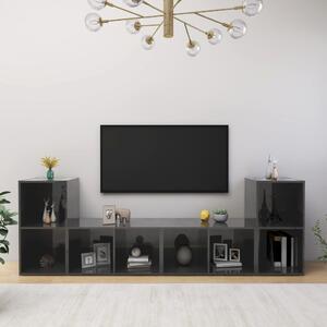 TV-skåp 4 st grå högglans 72x35x36,5 cm spånskiva