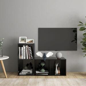 TV-skåp 2 st svart högglans 72x35x36,5 cm spånskiva