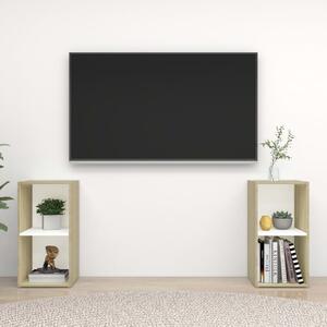 TV-skåp 2 st vit och sonoma-ek 72x35x36,5 cm spånskiva