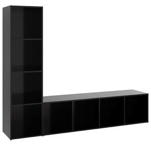 TV-skåp 2 delar svart 142,5x35x36,5 cm spånskiva