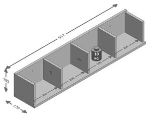 FMD Väggmonterad hylla med 4 fack 92x17x16,5cm vit