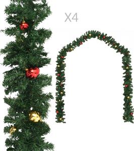 Julgirlanger 4 st med julkulor grön 270 cm PVC