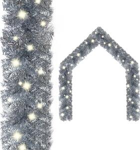 Julgirlang med LED-lampor 5 m silver