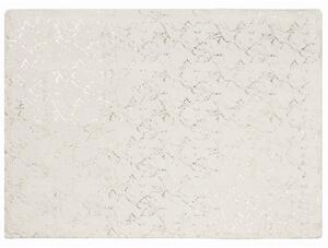 Filt Off-white Polyester 130 x 180 cm Överkast Gyllene Marmormönster Vardagsrum Sovrum Beliani