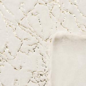 Filt Off-white Polyester 130 x 180 cm Överkast Gyllene Marmormönster Vardagsrum Sovrum Beliani
