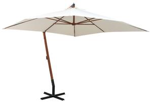 Hängande parasoll 300x300 cm trästång vit
