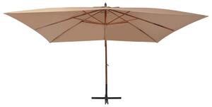 Frihängande parasoll med trästång 400x300 cm taupe