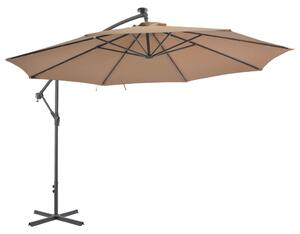Frihängande parasoll med LED metallstång 350 cm taupe