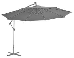 Frihängande parasoll med LED metallstång 350 cm antracit
