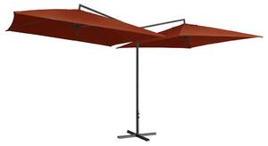 Dubbelt parasoll med stålstång 250x250 cm terrakotta