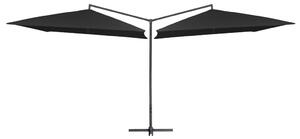 Dubbelt parasoll med stålstång 250x250 cm svart
