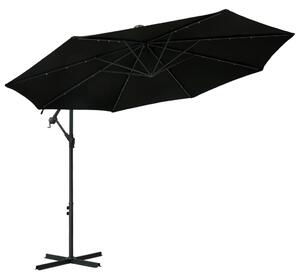 Frihängande parasoll med LED och stålstång 300 cm svart