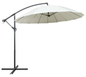 Hängande parasoll vit 3 m aluminiumstång