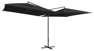 Dubbelt parasoll med stålstång 250x250 cm svart
