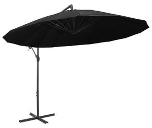 Hängande parasoll svart 3 m aluminiumstång