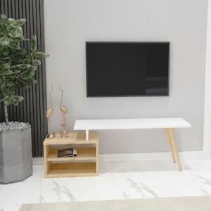 Homemania TV-bänk Gold 125,2x29,5x42,8 cm vit och ek