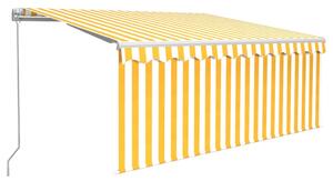Manuell markis med rullgardin 3x2,5 m gul och vit