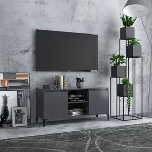 TV-bänk med metallben grå 103,5x35x50 cm