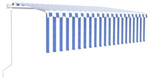 Automatiserad markis med rullgardin 5x3 m blå och vit