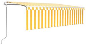 Automatiserad markis med rullgardin 5x3 m gul och vit