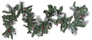 Julgirland Grön Syntetmaterial 180 cm LED-lampor Konstgjorda frostade tallkottar Bär Justerbara kvistar Beliani
