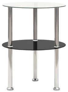 322788 2-Tier Side Table Transparent & Black 38 cm Tempered Glass