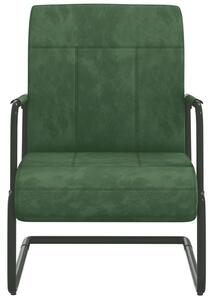 Fribärande stol mörkgrön sammet