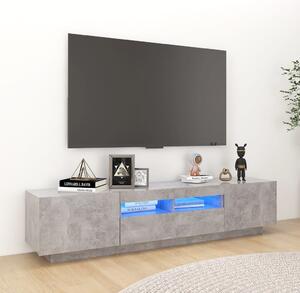 TV-bänk med LED-belysning betonggrå 180x35x40 cm