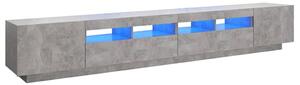 TV-bänk med LED-belysning betonggrå 260x35x40 cm