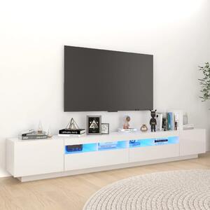 TV-bänk med LED-belysning vit högglans 260x35x40 cm