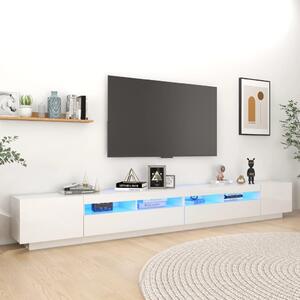 TV-bänk med LED-belysning vit högglans 300x35x40 cm