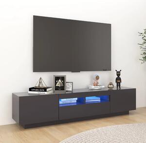 TV-bänk med LED-belysning grå 180x35x40 cm