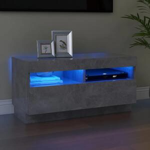 TV-bänk med LED-belysning betonggrå 80x35x40 cm