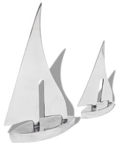 Segelbåtsdekoration 2 delar aluminium silver