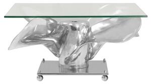 Soffbord aluminium och härdat glas 60x60x30 cm silver