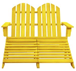 Adirondackstol med fotpall 2-sits granträ gul