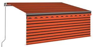 Markis manuellt infällbar m. rullgardin LED 3x2,5 m orange/brun