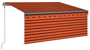 Automatisk infällbar markis med rullgardin 3x2,5 m orange och brun