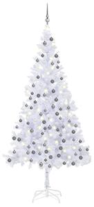 Plastgran med LED och julgranskulor 210 cm 910 grenar