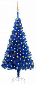 Plastgran med LED och julgranskulor blå 180 cm PVC