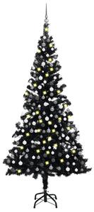 Plastgran med LED och julgranskulor svart 210 cm PVC
