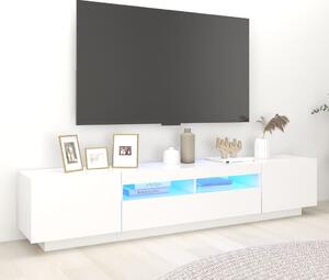 TV-bänk med LED-belysning vit 200x35x40 cm