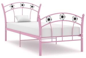 Sängram med fotbollsdesign rosa metall 90x200 cm