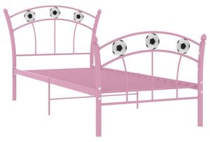 Sängram med fotbollsdesign rosa metall 90x200 cm